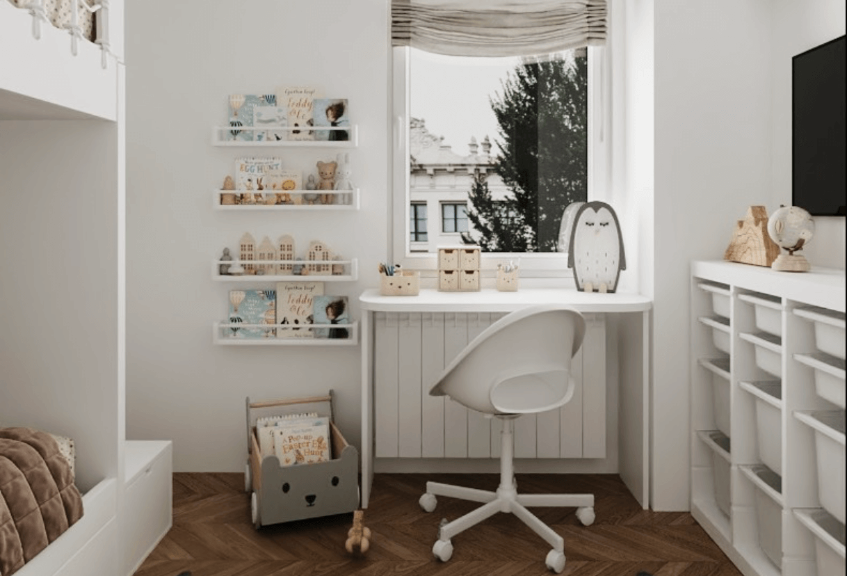 Chambre enfant 9m² avec rangements optimisés