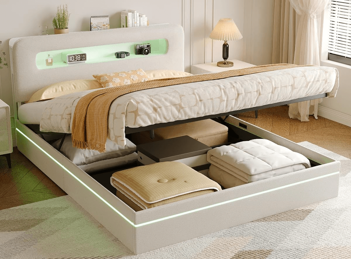 Structure en bois d'un lit coffre en cours de fabrication