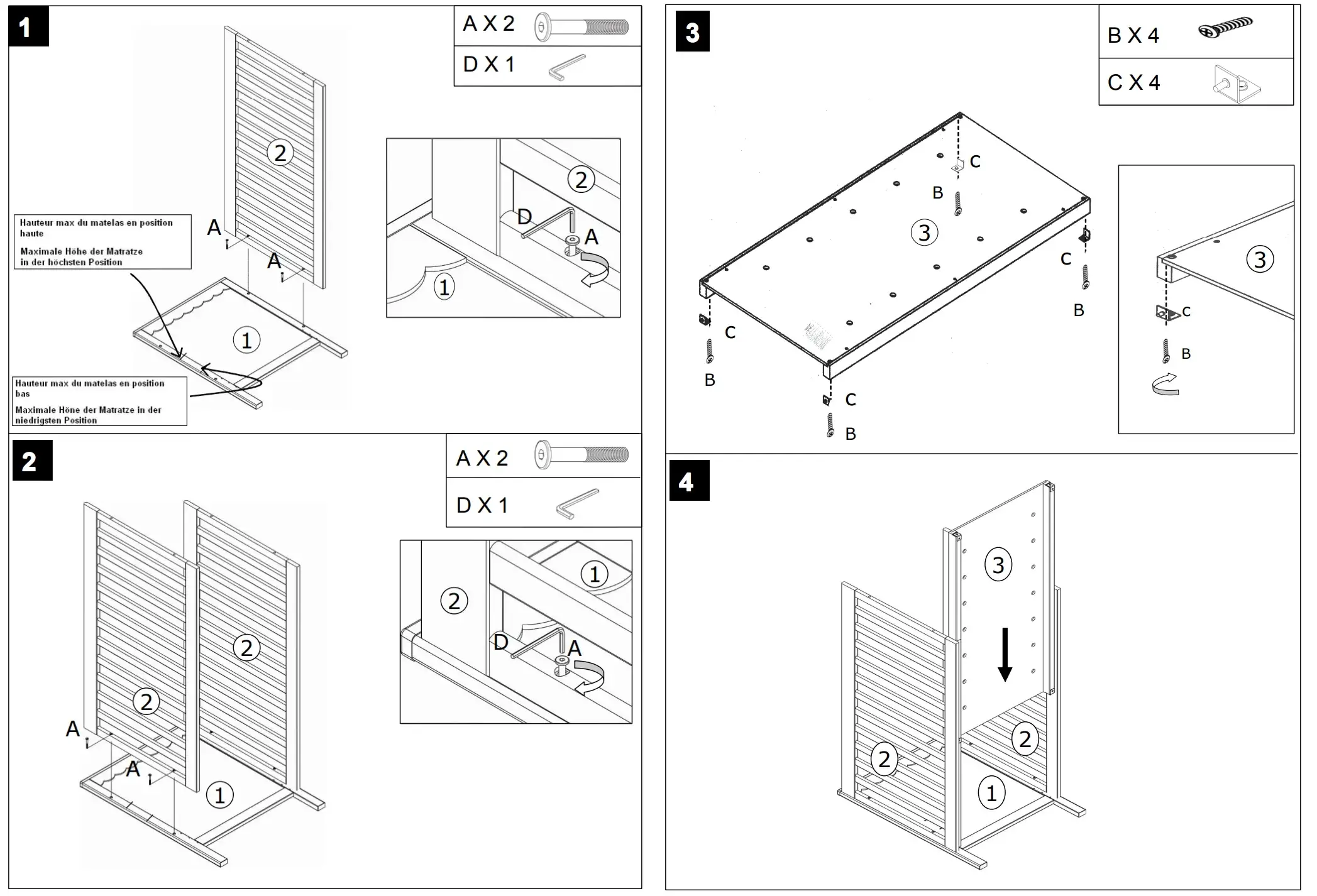 Étapes montage lit évolutif Vertbaudet