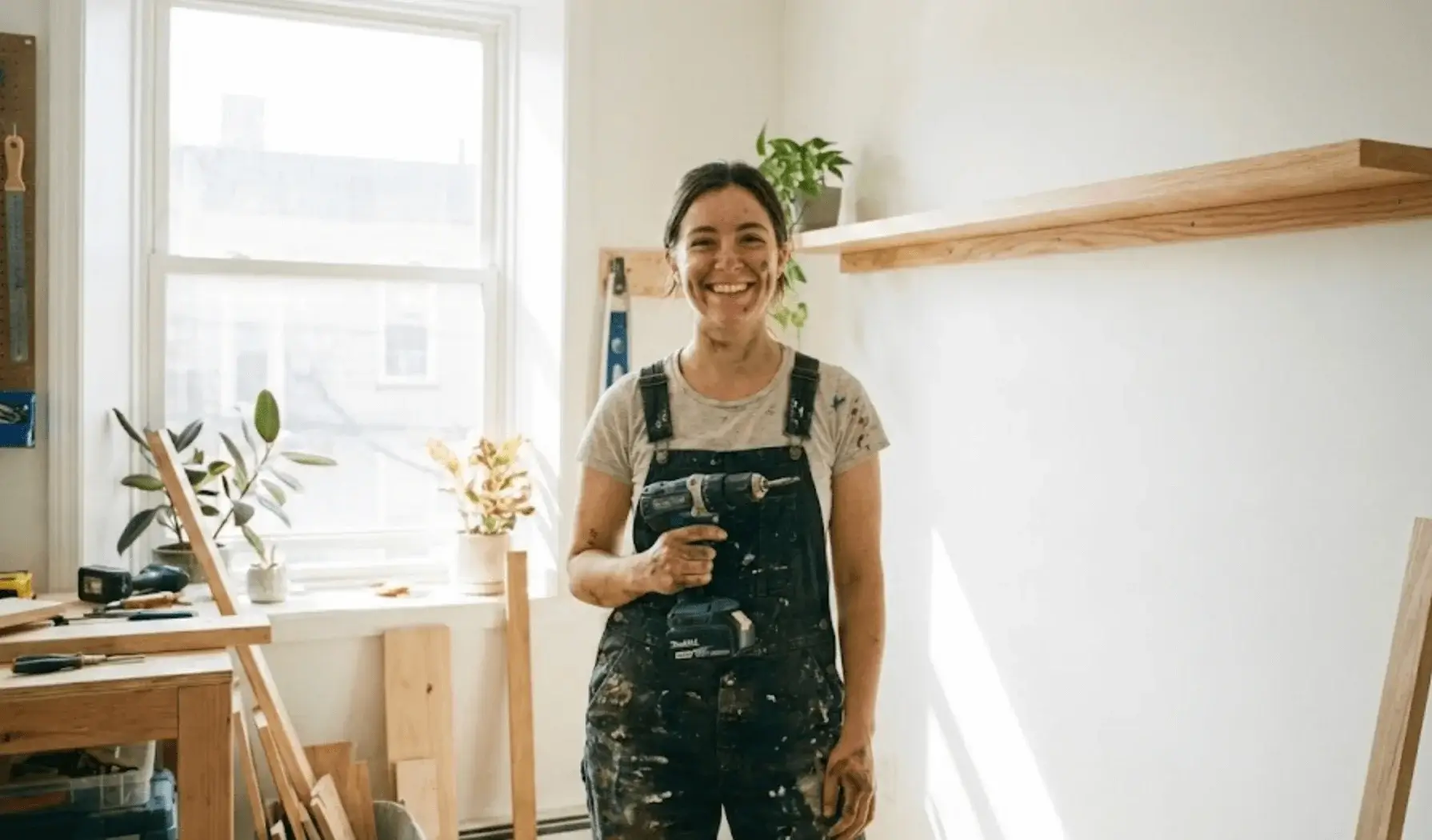 Apprenante fière de sa réussite avec la formation bricolage Bricoludik