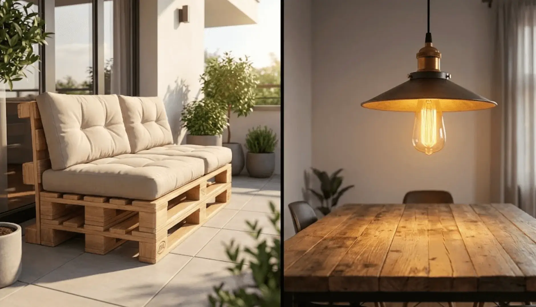 Exemples de projets DIY réalisables avec Bricoludik : banc en palette et installation luminaire